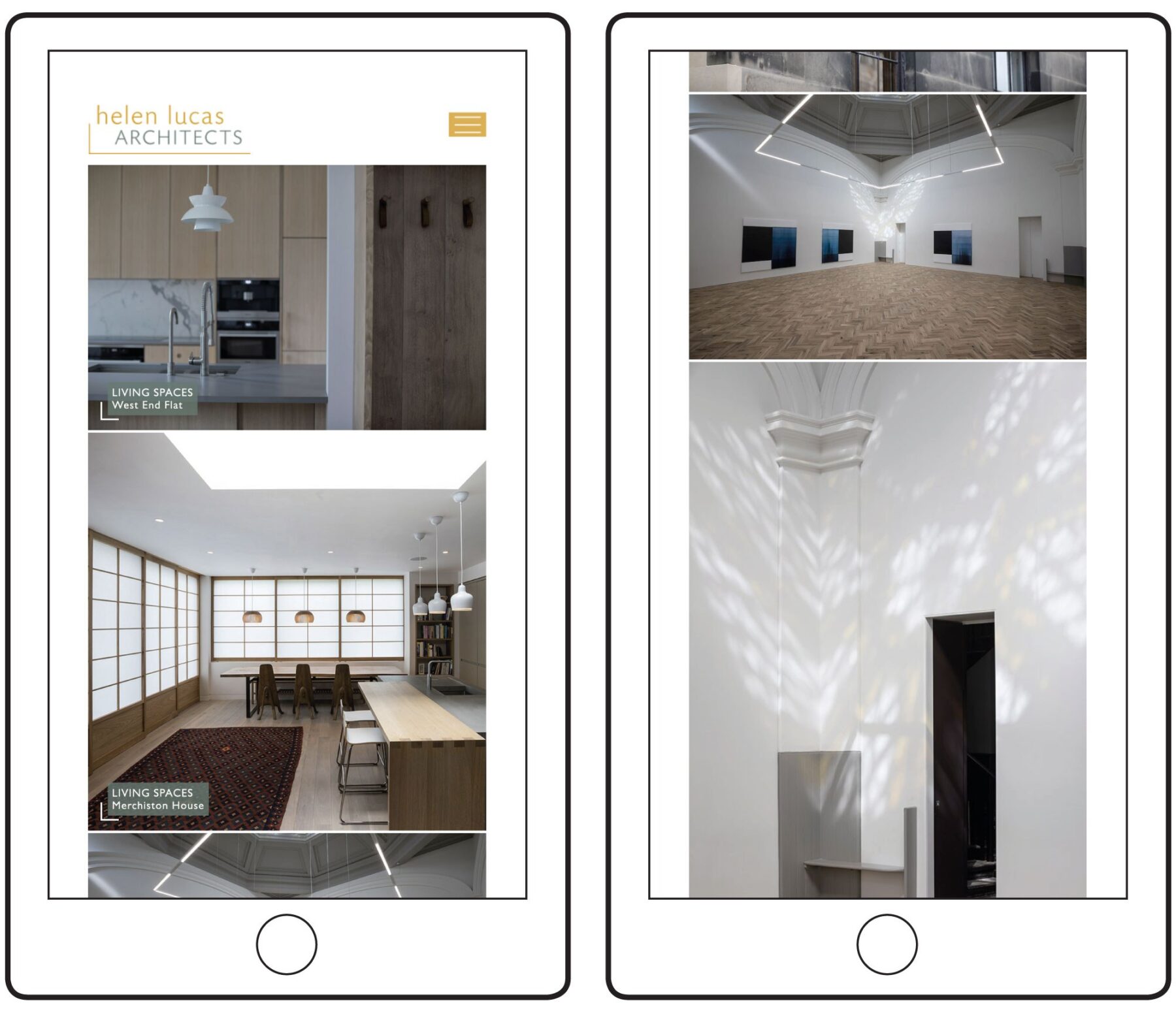 Visual of Helen Lucas website on mobile.