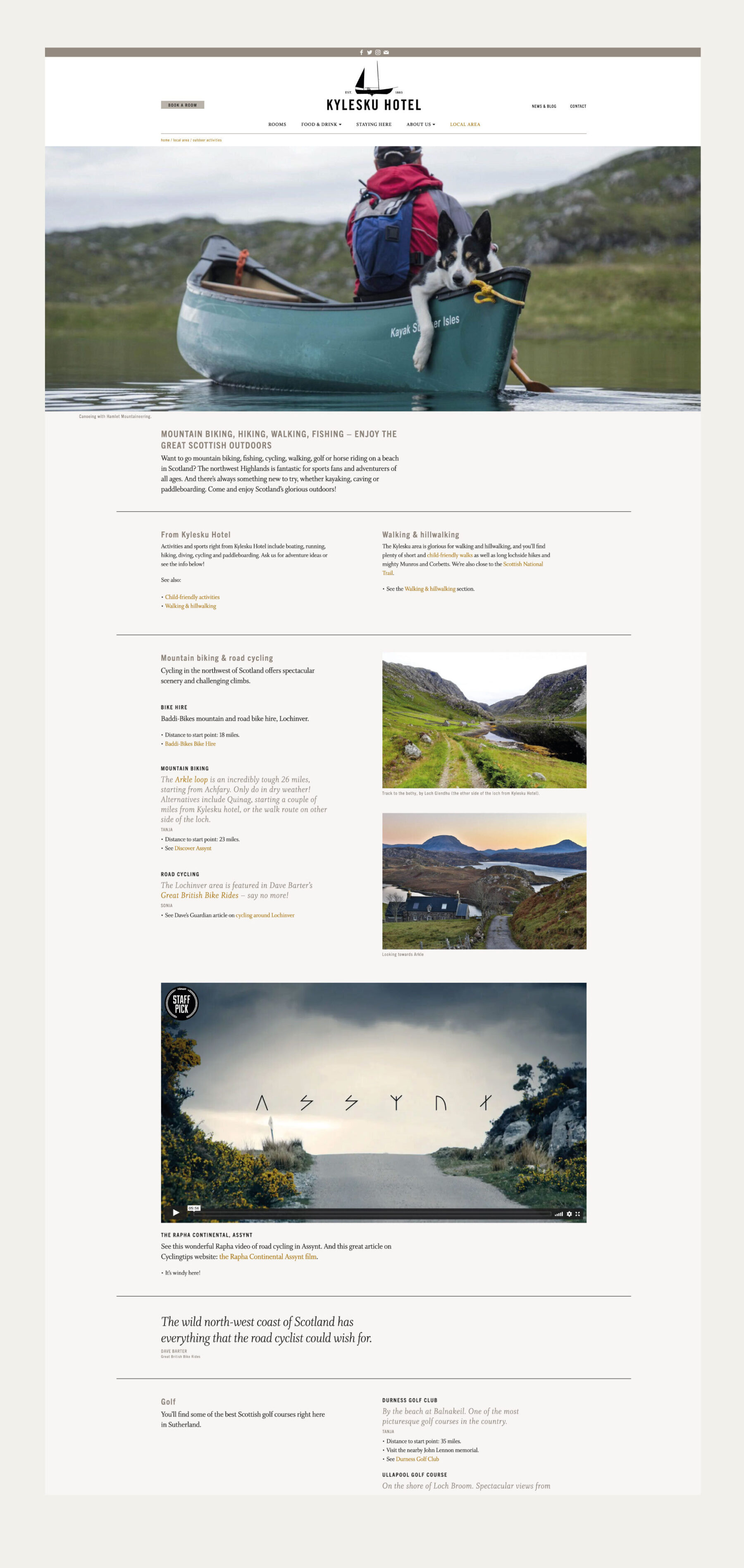 Visual of Kylesku website - Local area page.