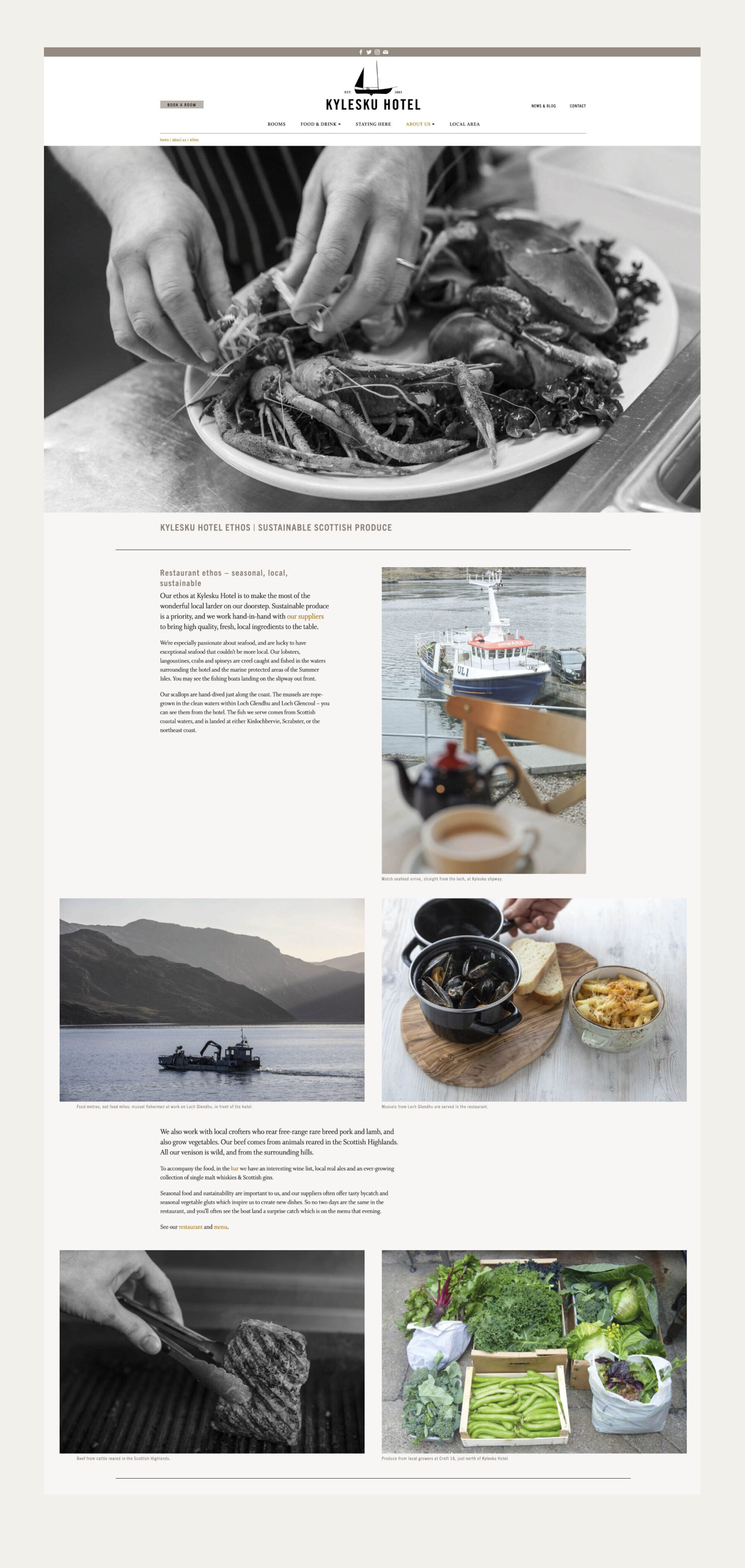 Visual of Kylesku website - About us page.