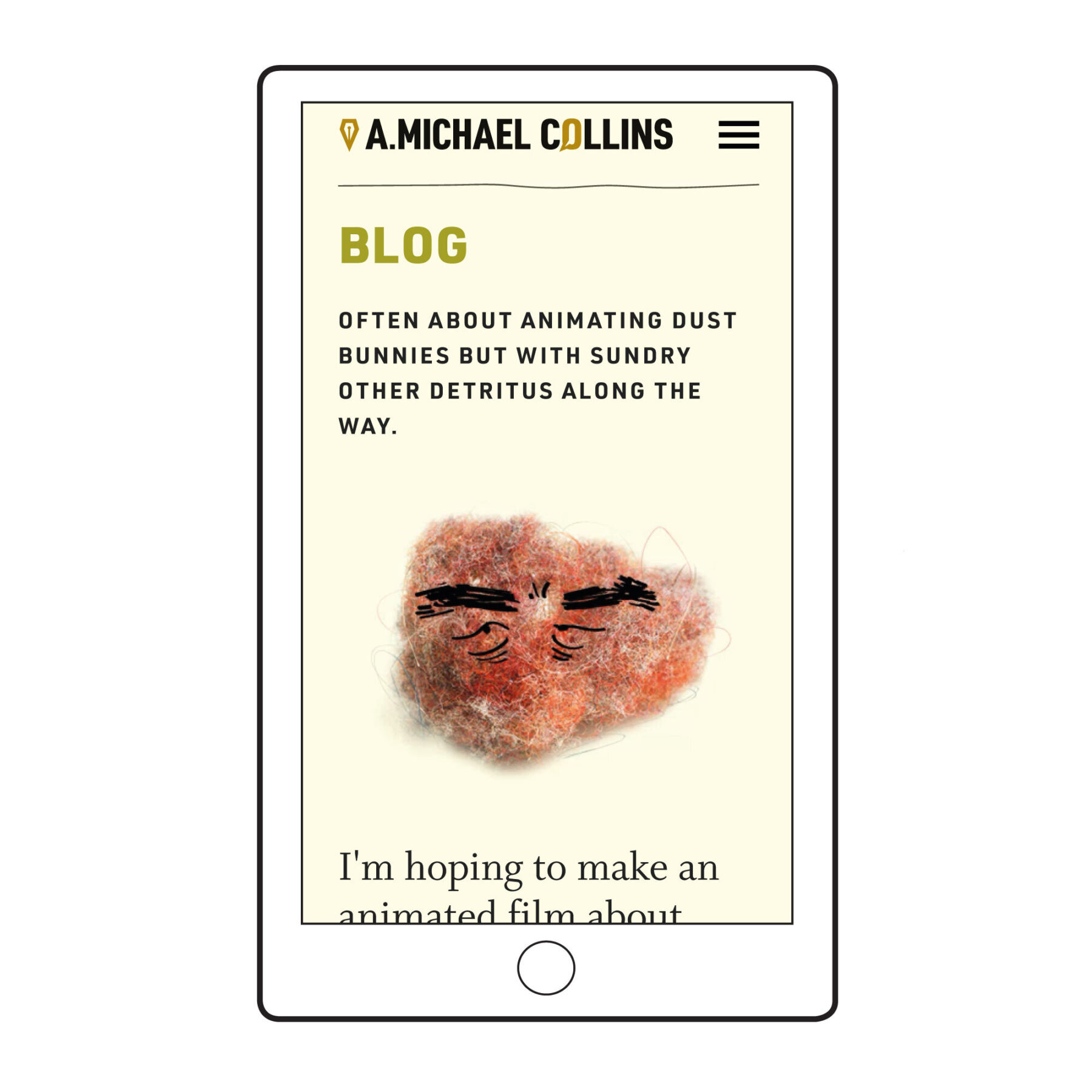 Visual of the A. Michael Collins blog page on a mobile.