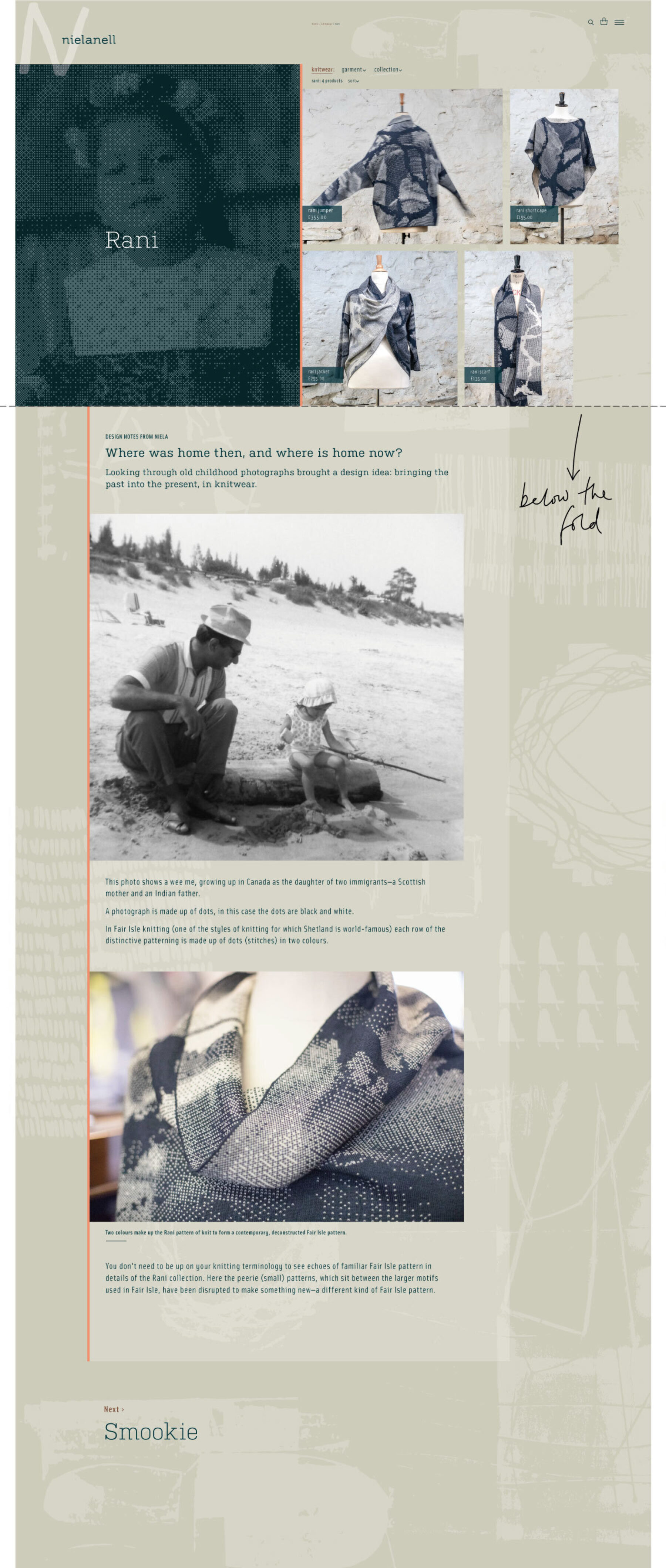 Visual of Nielanell website showing Rani collection.