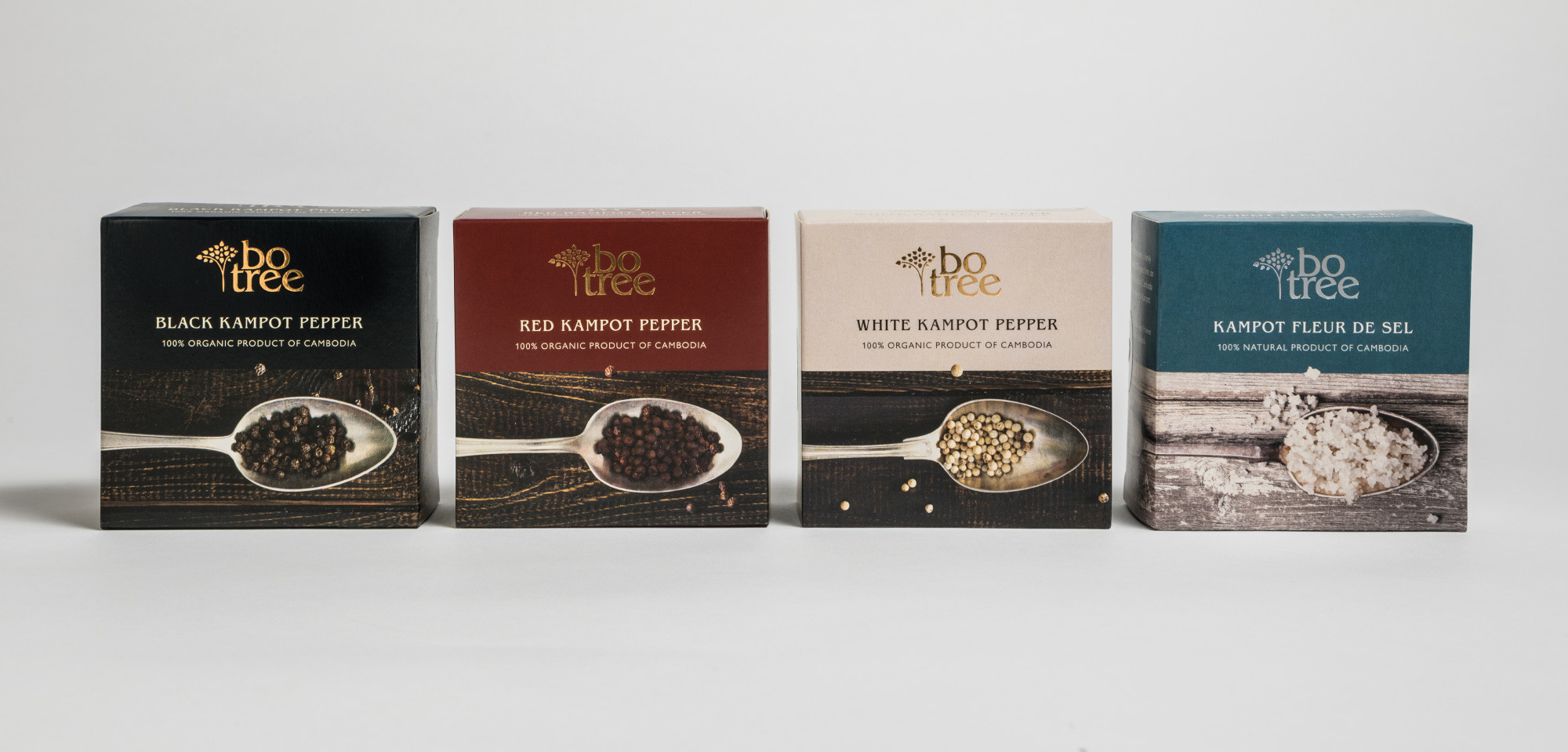 4 new box designs fro Botree. 3 peppercorns and 1 seasalt.