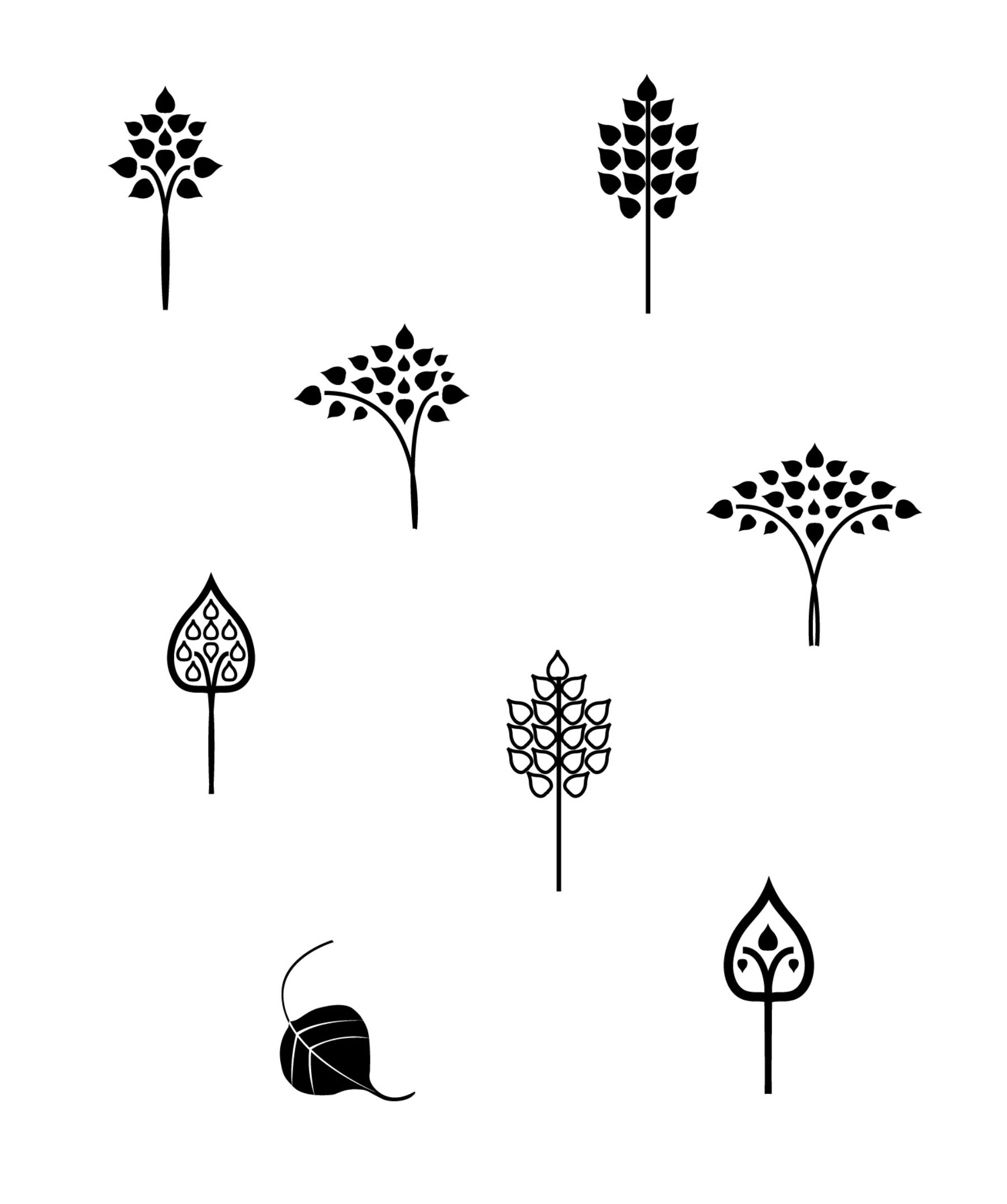 Black and white sketch ideas for Botree logo tree.
