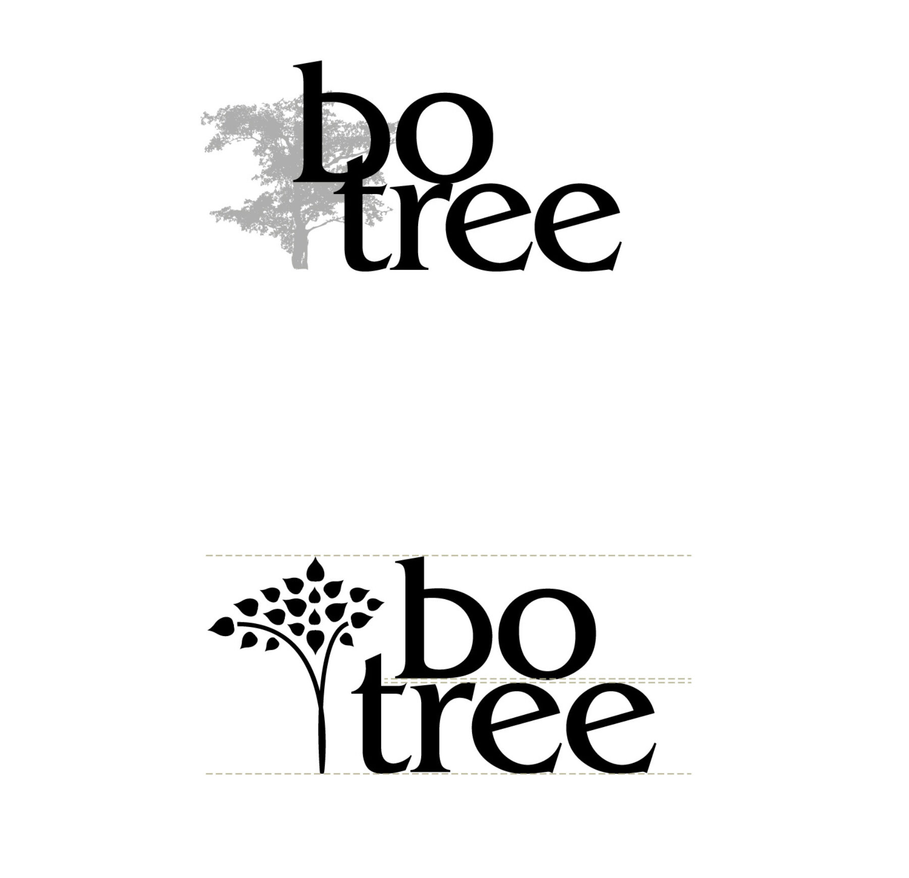 Botree logo in black and white. Showing old and new design.
